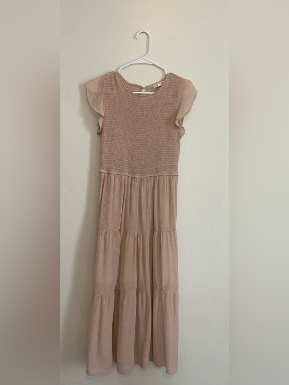 By The River Beige Smocked Dress - Size L